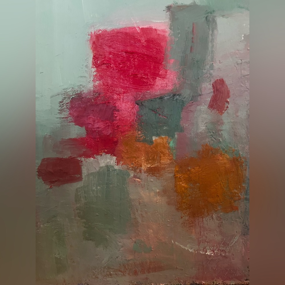 Abstract Pink and Orange Contemporary Canvas Art by low Fog